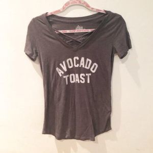 Avocado Toast short sleeve shirt criss cross neck
